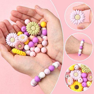 DIY Daisy Round Beads Findings Kits DIY-FS0010-24A-1