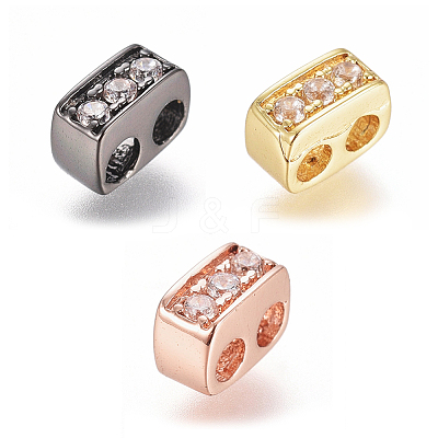 Brass Micro Pave Cubic Zirconia Slide Charms ZIRC-G166-33-1