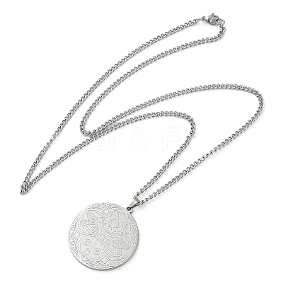 Non-Tarnish 304 Stainlessa Steel Curb Chain Pendant Necklaces LS-NJEW-H034-05P-1