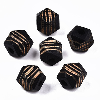 Painted Natural Wood Beads WOOD-T021-52B-01-1