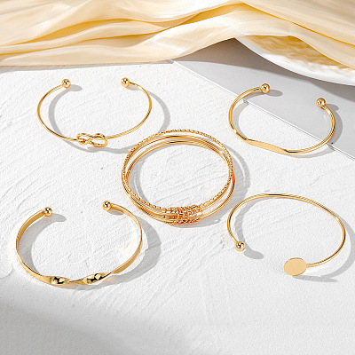 5Pcs 5 Styles Alloy Bangles WG70F83-01-1