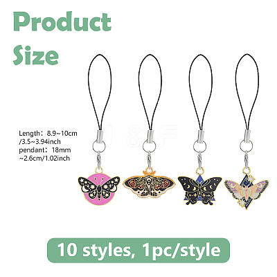 10Pcs Alloy Enamel Mobile Straps HJEW-DC00068-1
