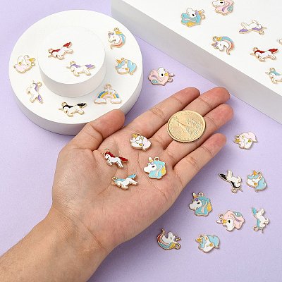 40Pcs 10 Style Alloy Enamel Pendants ENAM-SZ0002-55-1
