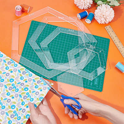 2/3/4/5/6 Inch Hexagon Quilting Template TOOL-WH0002-44-1