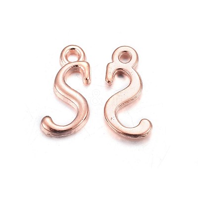 Rose Gold Plated Alloy Letter Pendants PALLOY-J718-01RG-S-1