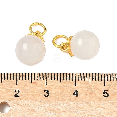 Natural White Chalcedony Round Charms G-P577-04G-1