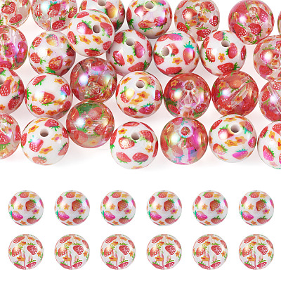 28Pcs 2 Styles UV Plating Iridescent Transparent Acrylic Beads OACR-TA0005-09-1