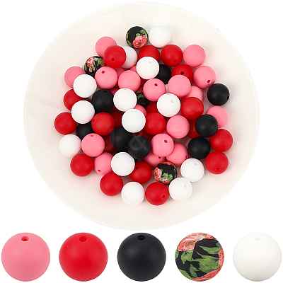 Round Silicone Focal Beads SIL-SP0001-16B-1