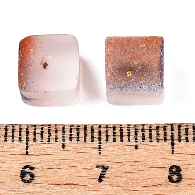 Frosted Glass Beads with Golden Glitter Powder X1-DGLA-NH001-8mm-01G-1