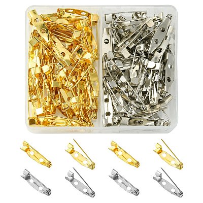 100Pcs 2 Colors Iron Brooch Findings IFIN-FS0001-36-1