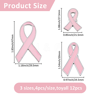12Pcs 3 Styles Awareness Ribbon Theme Enamel Pins JEWB-FH0002-18-1