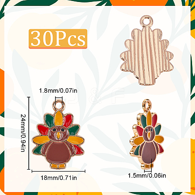 30Pcs Light Gold Tone Alloy Enamel Pendants ENAM-SC0005-18-1