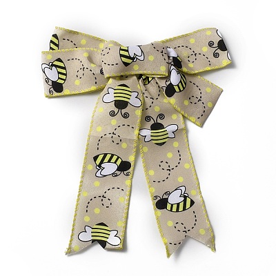 Bee Pattern Ployester Bowknot Display Decoration AJEW-WH0314-80-1
