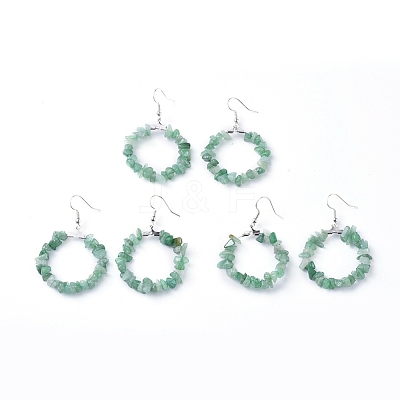 Natural Green Aventurine Dangle Earrings EJEW-E255-D11-1