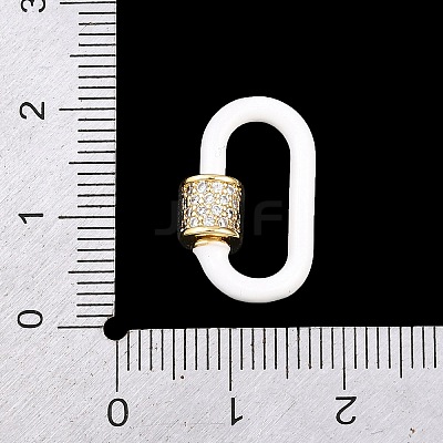 Oval Brass Micro Pave Clear Cubic Zirconia Screw Carabiner Clasps KK-B167-01A-01G-1