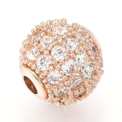 Brass Micro Pave Cubic Zirconia Beads ZIRC-Q013-10mm-142RG-1
