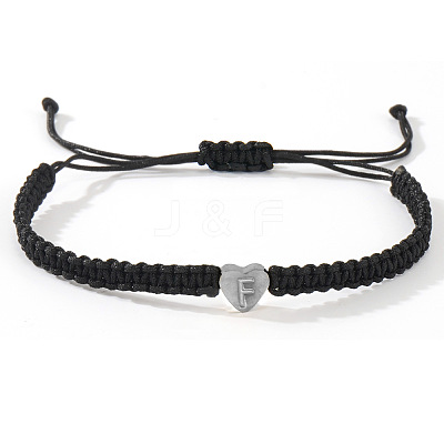 304 Stainless Steel Heart with Letter Bead Braided Bead Bracelets OO6447-34-1