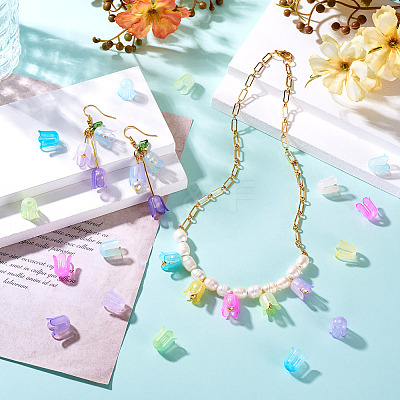 450Pcs 9 Colors Transparent Acrylic Beads Caps OACR-TA0003-07-1