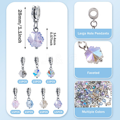 105Pcs 7 Styles Glass European Dangle Charms HJEW-TAC0130-1