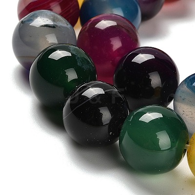 Dyed Natural Banded Agate Beads Strands G-G175-A10-01-1