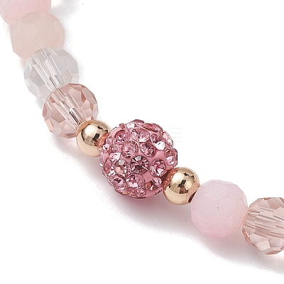 Glass Faceted Round Beaded Stretch Bracelets BJEW-JB10057-02-1