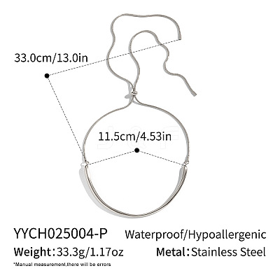 Adjustable 304 Stainless Steel Curved Shape Round Snake Chain Slider Choker Necklaces for Women CE3474-2-1