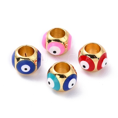 Real 18K Gold Plated Brass European Beads KK-A155-28G-1