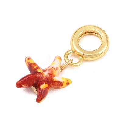 Brass Resin European Dangle Charms KK-CBA3642-01G-1