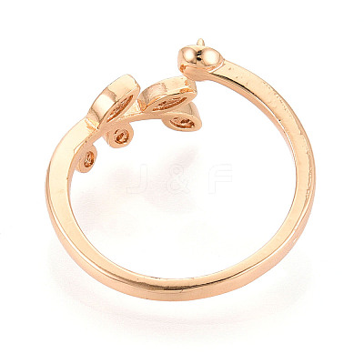 Leaf Shape Brass Micro Pave Clear Cubic Zirconia Cup Peg Ring Settings KK-T076-15G-1