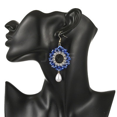 Brass Glass Beads Dangle Earrings EJEW-MZ00764-01-1