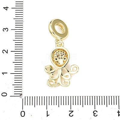 Brass Micro Pave Clear Cubic Zirconia Sea Animal European Dangle Charms KK-B159-04G-01-1