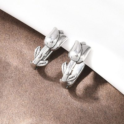 Rose Flower 316 Stainless Steel Clip on Nose Rings AJEW-C044-12AS-1