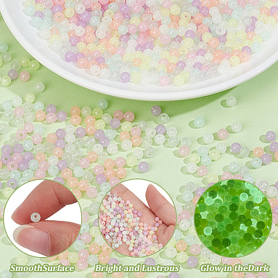 1500Pcs Opaque Luminous Acrylic Beads OACR-PA0001-99-1