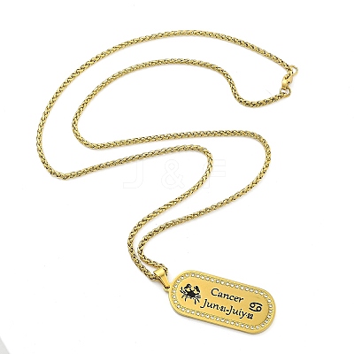 Constellation 304 Stainless Steel Micro Pave Clear Cubic Zirconia Wheat Chain Pendant Necklaces for Women Men LS-NJEW-U007-01L-1
