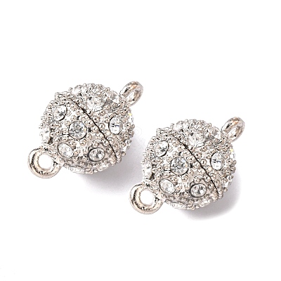 Alloy Rhinestone Magnetic Clasps with Loops RB-H116-3-N-1-1