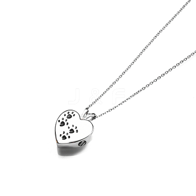 316L Surgical Stainless Steel Heart with Paw Print Urn Ashes Pendant Necklace with Enamel LS-BOTT-PW0002-018C-1