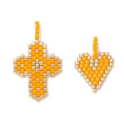 2Pcs 2 Styles Glass Seed Beaded Pendants PALLOY-MZ00883-04-1
