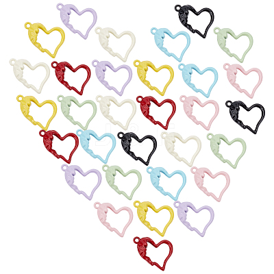 32Pcs 8 Colors Spray Painted Alloy Pendants PALLOY-DR0001-01-1
