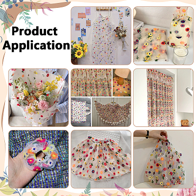 6 Yards Polyester Flower Mesh Embroidery Fabric DIY-NB0015-62-1