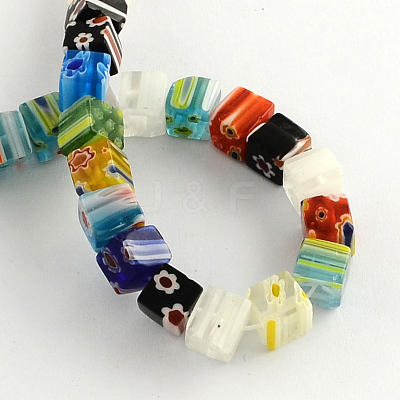 Cube Handmade Millefiori Glass Beads X-LK-R004-70-1