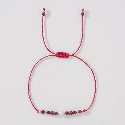 Natural Agate & Brass Beads Braided Bead Bracelets for Women HH4245-3-1