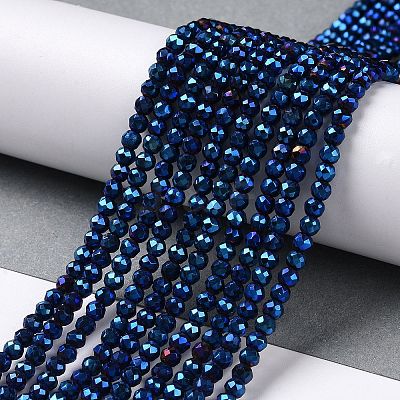 Electroplate Glass Beads Strands GLAA-H021-01B-FP03-1