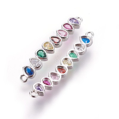 Brass Micro Pave Cubic Zirconia Links ZIRC-L076-006P-NR-1