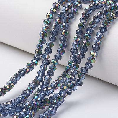 Electroplate Transparent Glass Beads Strands EGLA-A034-T4mm-Q14-1