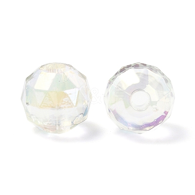 Two Tone UV Plating Rainbow Iridescent Acrylic Beads TACR-D010-06H-1