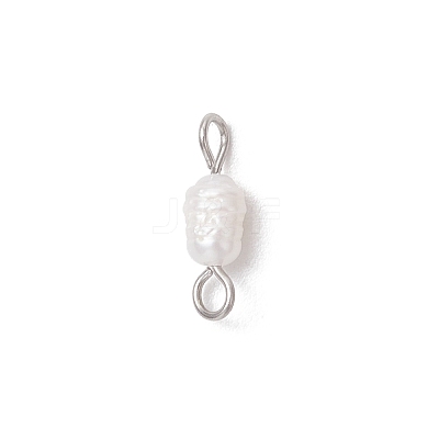 Natural Cultured Freshwater Pearl Potato Links Connector Charms PALLOY-JF04173-01-1