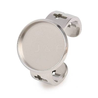 Hollow Cross 304 Stainless Steel Cuff Ring Components SA-CBA098D-02P-D-1
