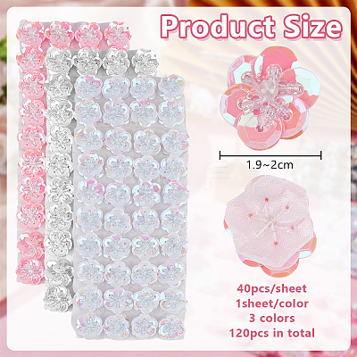 3Pcs 3 Colors Polyester Paillette Beads FIND-FG0004-82-1