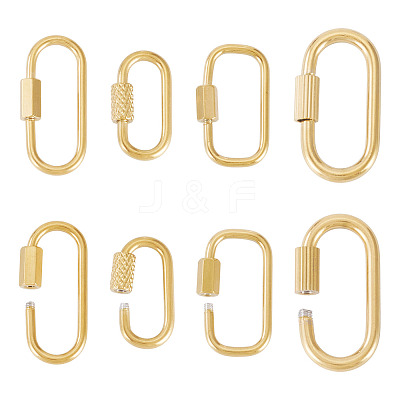8Pcs 4 Styles 304 Stainless Steel Locking Carabiner STAS-TA0005-53-1