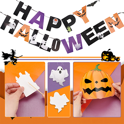 Halloween Decoration Paper Flag Banners DIY-WH0453-12A-1